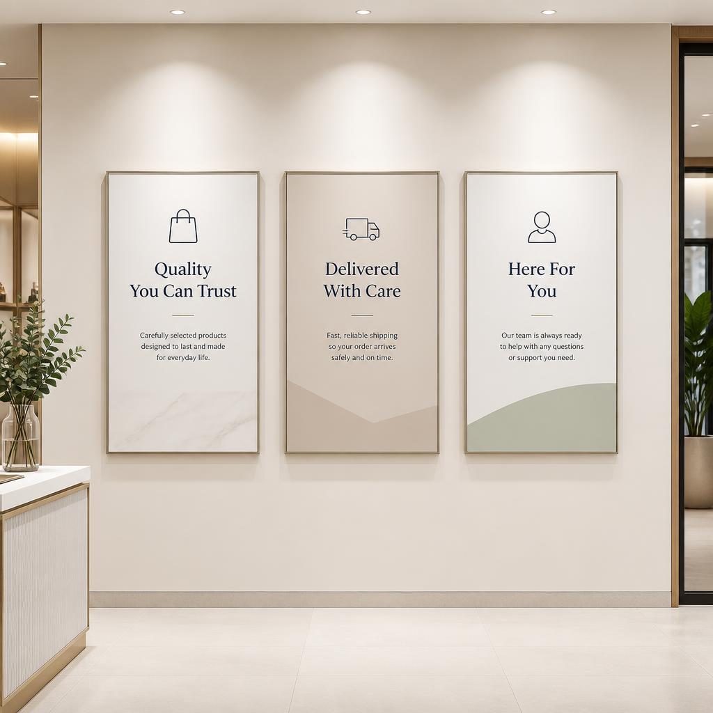 Reference commercial signage wall with correct sign placement